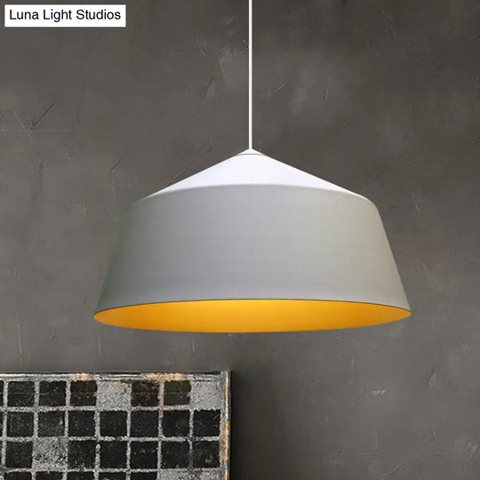 Retro Tapered Shade Pendant Lighting - 6/10.5/12.5 Width Metallic Hanging Ceiling Light: Black/White