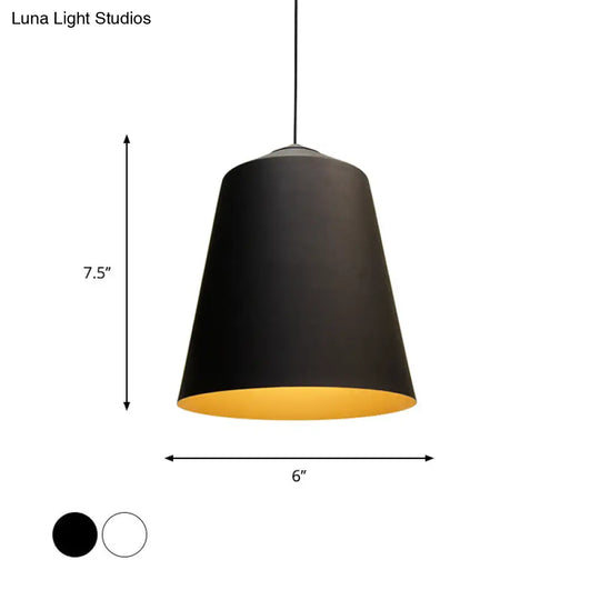 Retro Tapered Shade Pendant Lighting - 6/10.5/12.5 Width Metallic Hanging Ceiling Light: Black/White