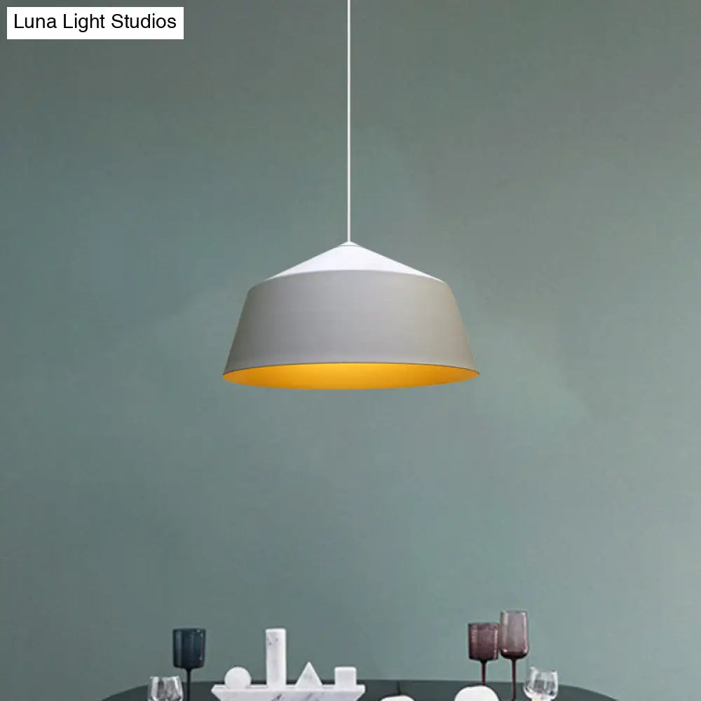 Retro Tapered Shade Pendant Lighting - 6/10.5/12.5 Width Metallic Hanging Ceiling Light: Black/White