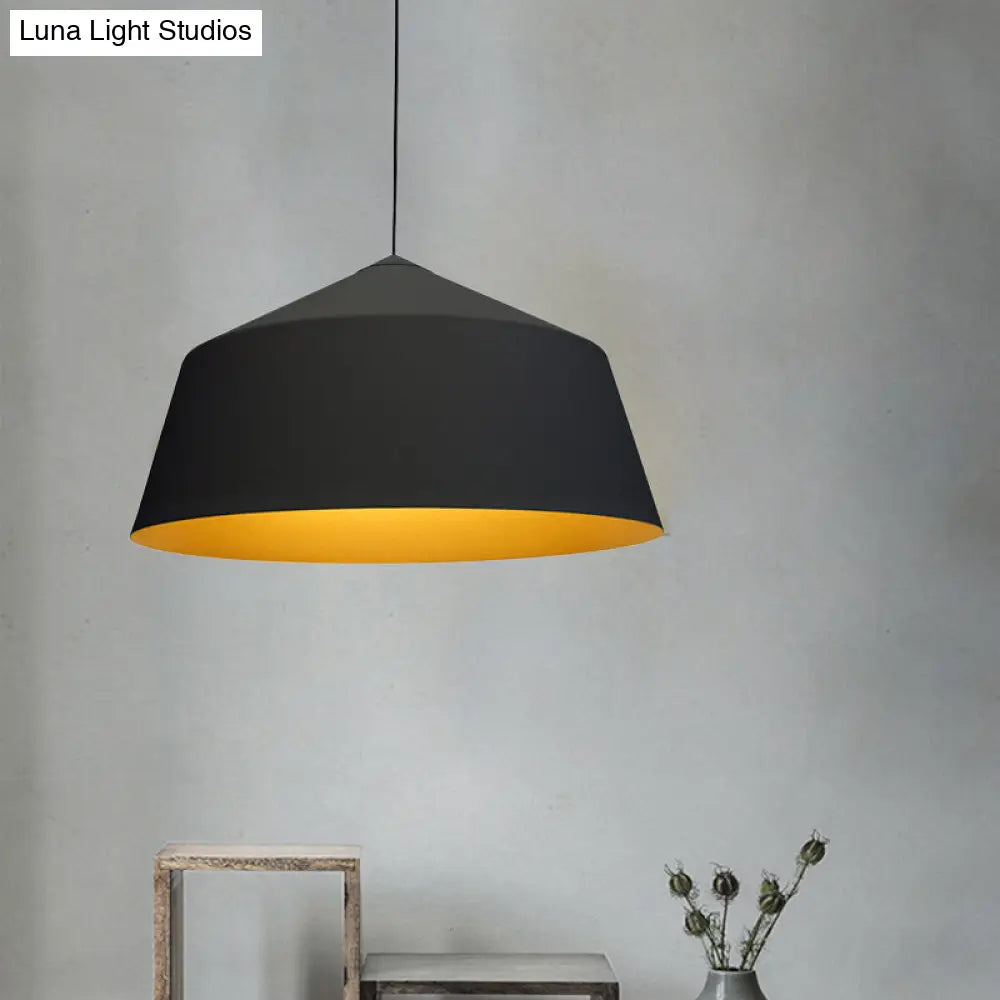 Retro Tapered Shade Pendant Lighting - 6/10.5/12.5 Width Metallic Hanging Ceiling Light: Black/White