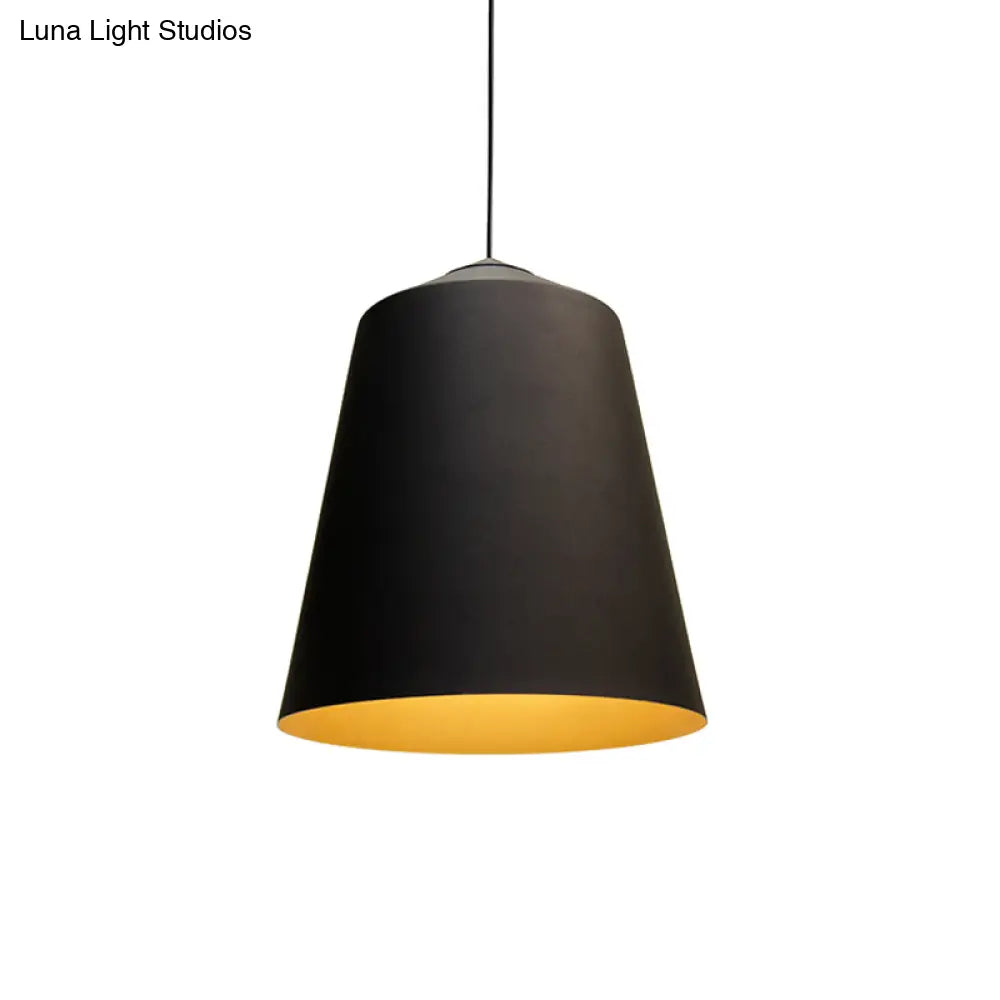 Retro Tapered Shade Pendant Lighting - 6/10.5/12.5 Width Metallic Hanging Ceiling Light: Black/White