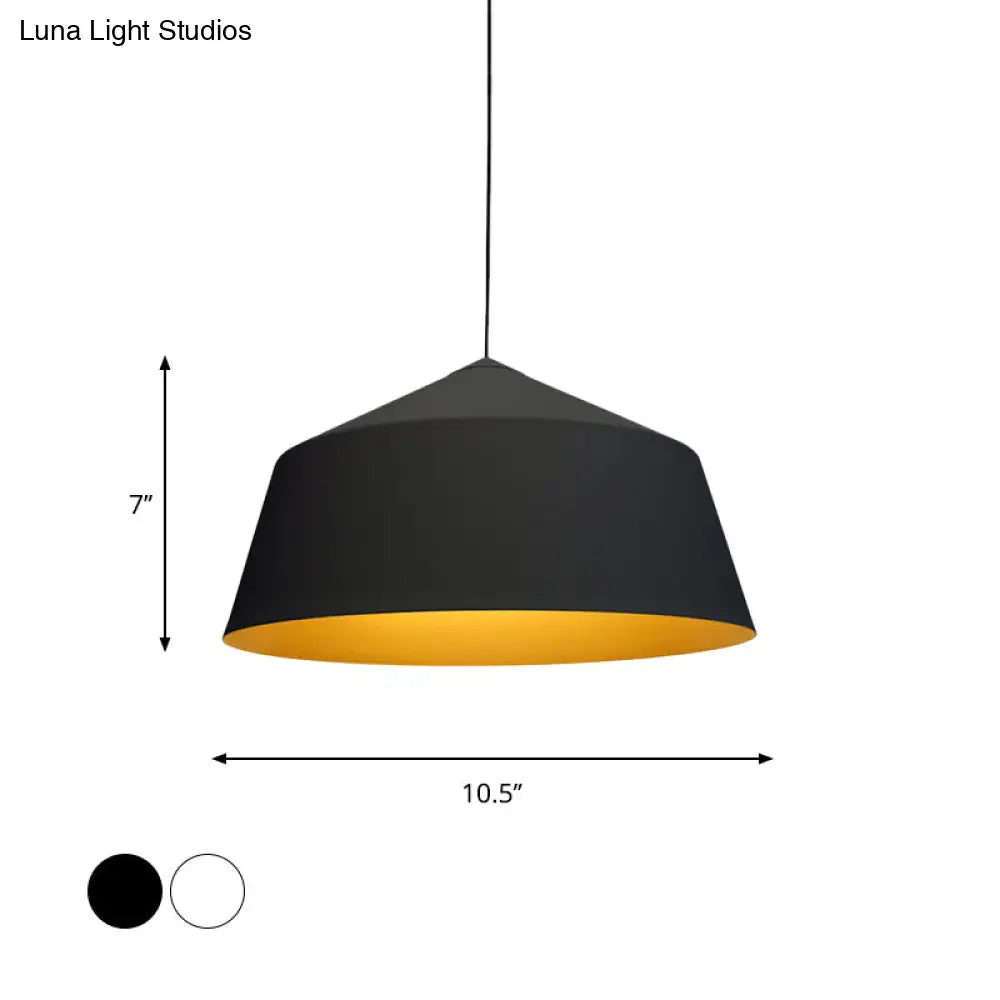 Retro Tapered Shade Pendant Light Metallic Hanging Ceiling (6’/10.5’/12.5’ Width) - Black/White