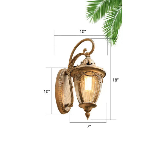 Retro Teardrop Patio Wall Light Clear Glass Fixture Bronze