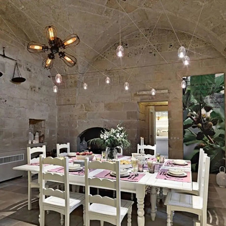 Retro Vintage Black 5 Lights Grln Ceiling E27 Lamp Fixtures For Home Bedroom/Living Room/Bar/Cafe