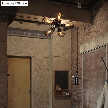 Retro Vintage Black 5 Lights Grln Ceiling E27 Lamp Fixtures For Home Bedroom/Living Room/Bar/Cafe