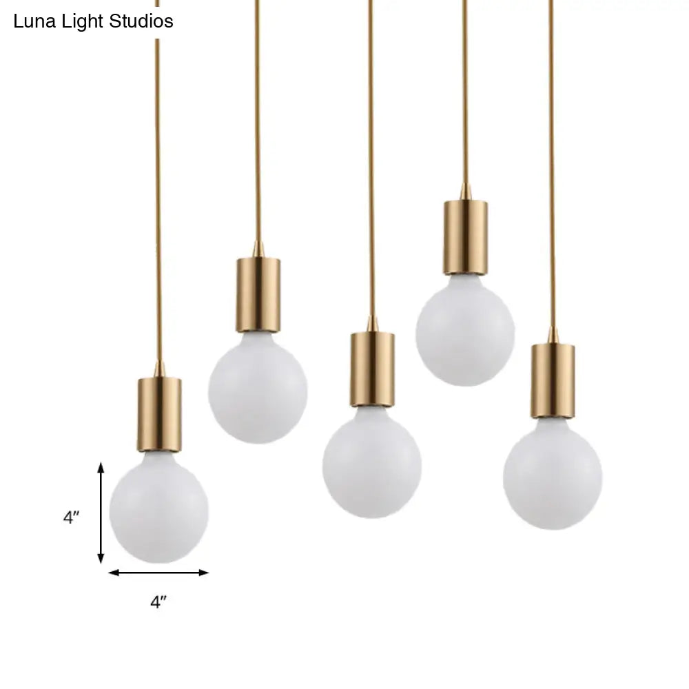 Retro Vintage Brass Metal Pendant Lighting - 1 Light Bare Bulb Hanging Lamp