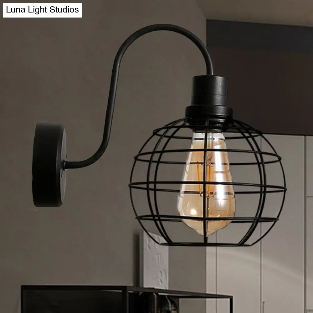 Retro Wire Metal Wall Sconce Light In Black For Living Room Decor