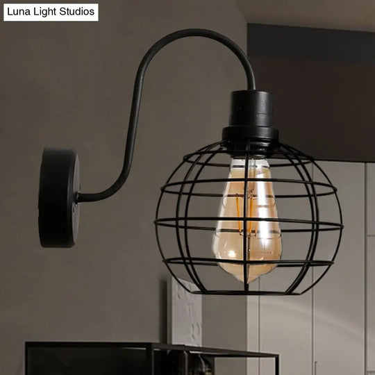 Retro Wire Metal Wall Sconce Light In Black For Living Room Decor