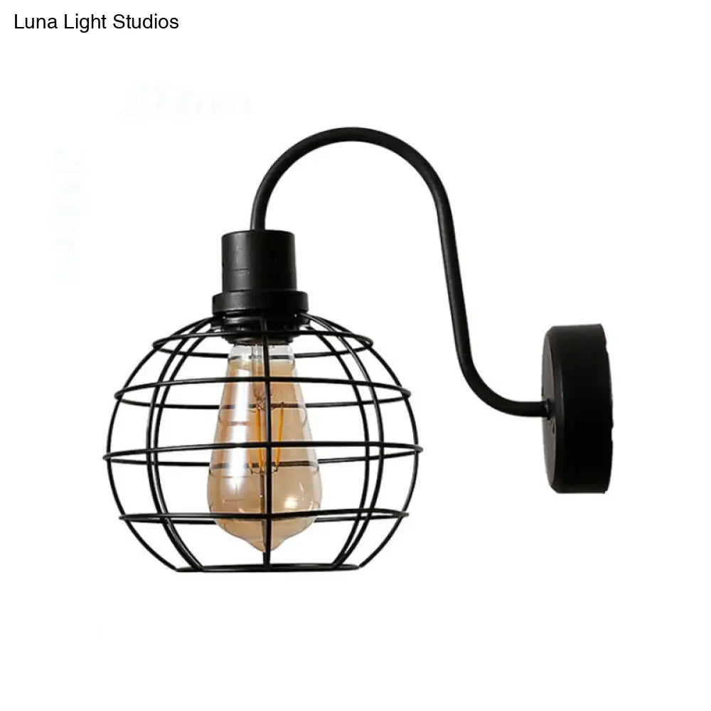 Retro Wire Metal Wall Sconce Light In Black For Living Room Decor