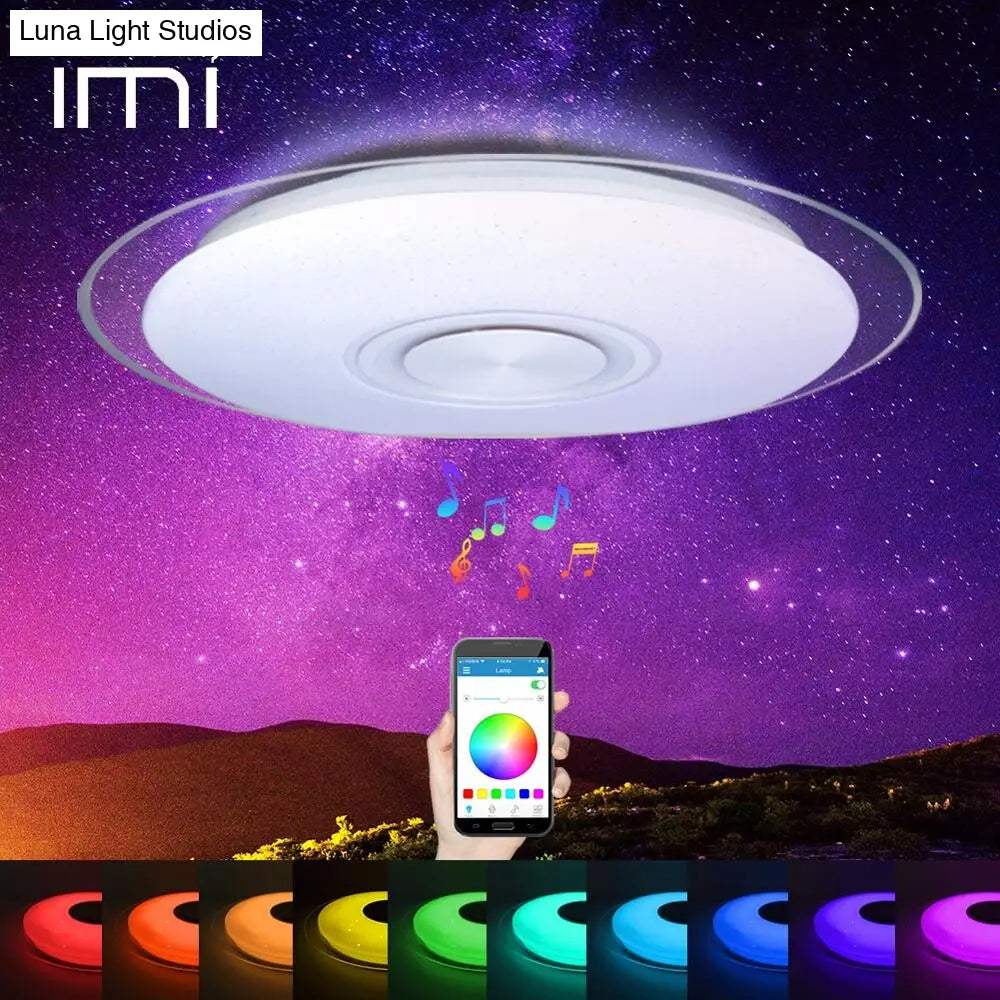 Rgb Mordern Led Ceiling Light Dimmable App Remote Control Bluetooth & Music Speaker Colorful