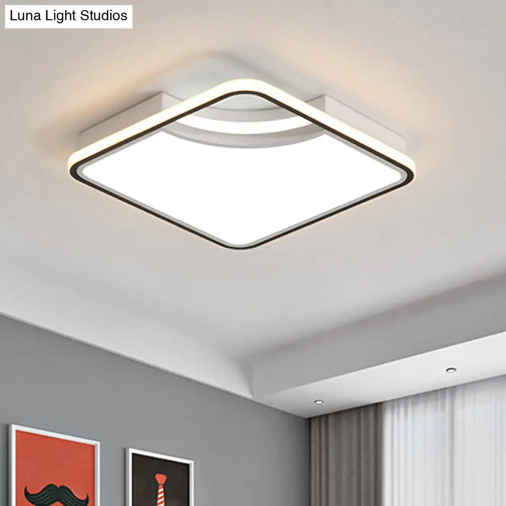 Rhombus Acrylic Flush Ceiling Lamp - 16.5/20.5 Wide Minimalist Bedroom Light White
