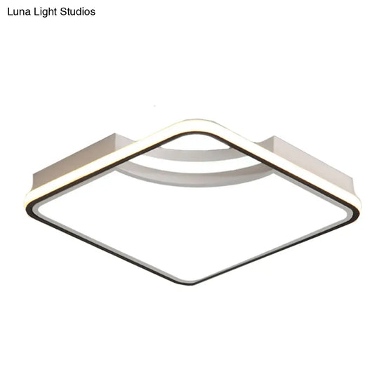 Rhombus Acrylic Flush Ceiling Lamp - 16.5’/20.5’ Wide Minimalist Bedroom Light White