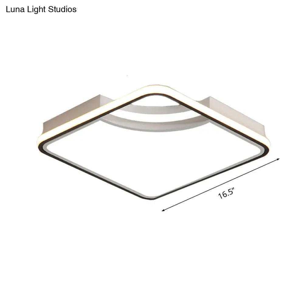 Rhombus Acrylic Flush Ceiling Lamp - 16.5/20.5 Wide Minimalist Bedroom Light White
