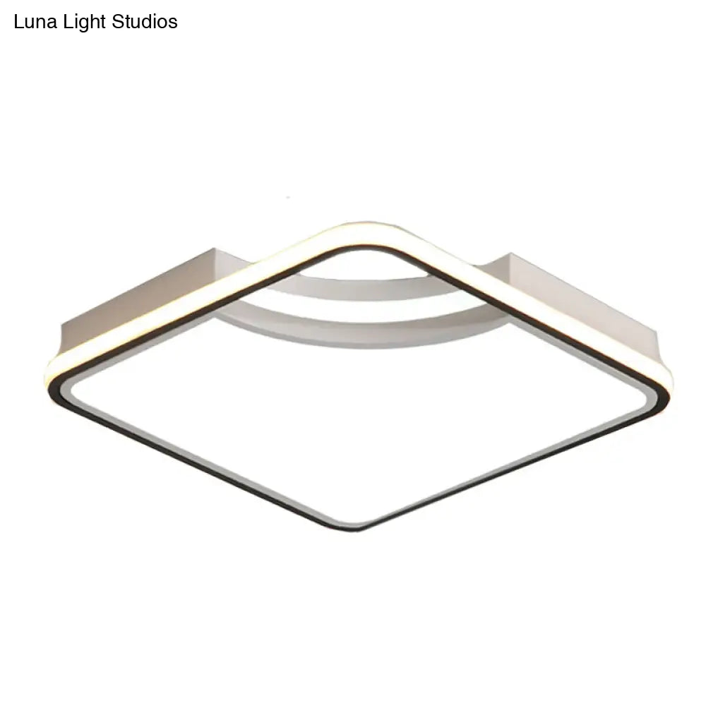 Rhombus Acrylic Flush Ceiling Lamp - 16.5/20.5 Wide Minimalist Bedroom Light White