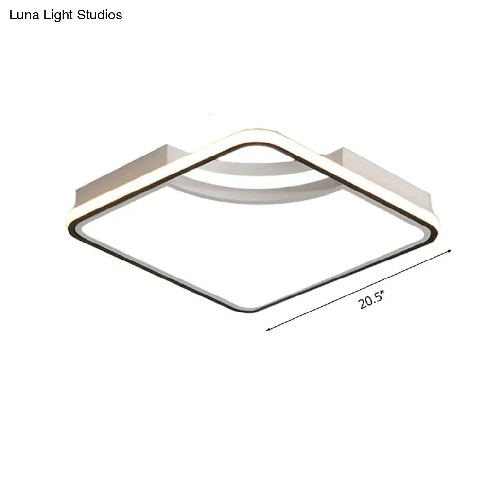 Rhombus Acrylic Flush Ceiling Lamp - 16.5/20.5 Wide Minimalist Bedroom Light White