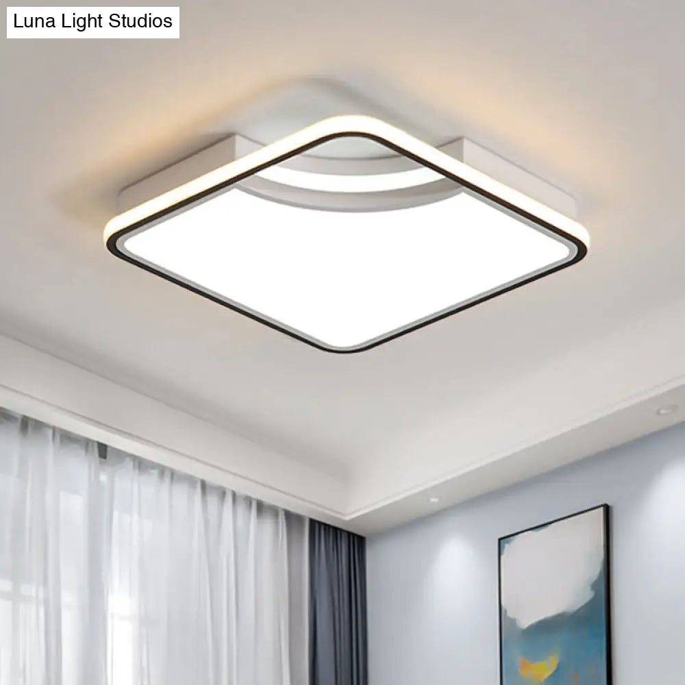 Rhombus Acrylic Flush Ceiling Lamp - 16.5/20.5 Wide Minimalist Bedroom Light White / 16.5
