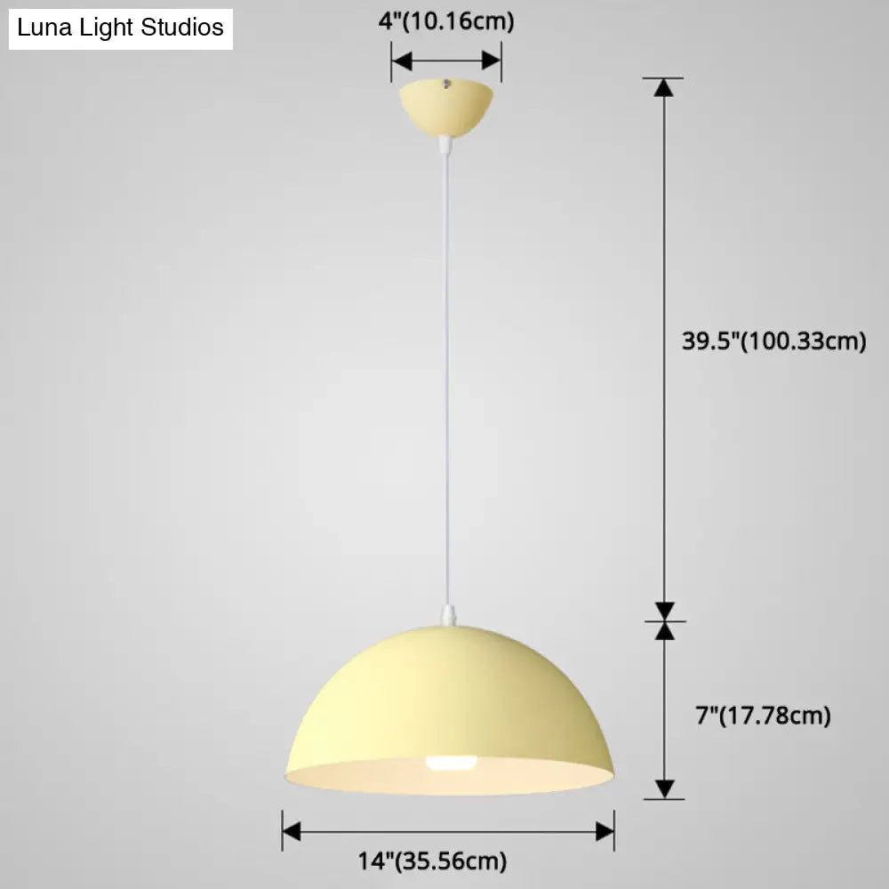 Nordic Minimalist Metal Hanging Light For Restaurant - Ribbed Dome Design