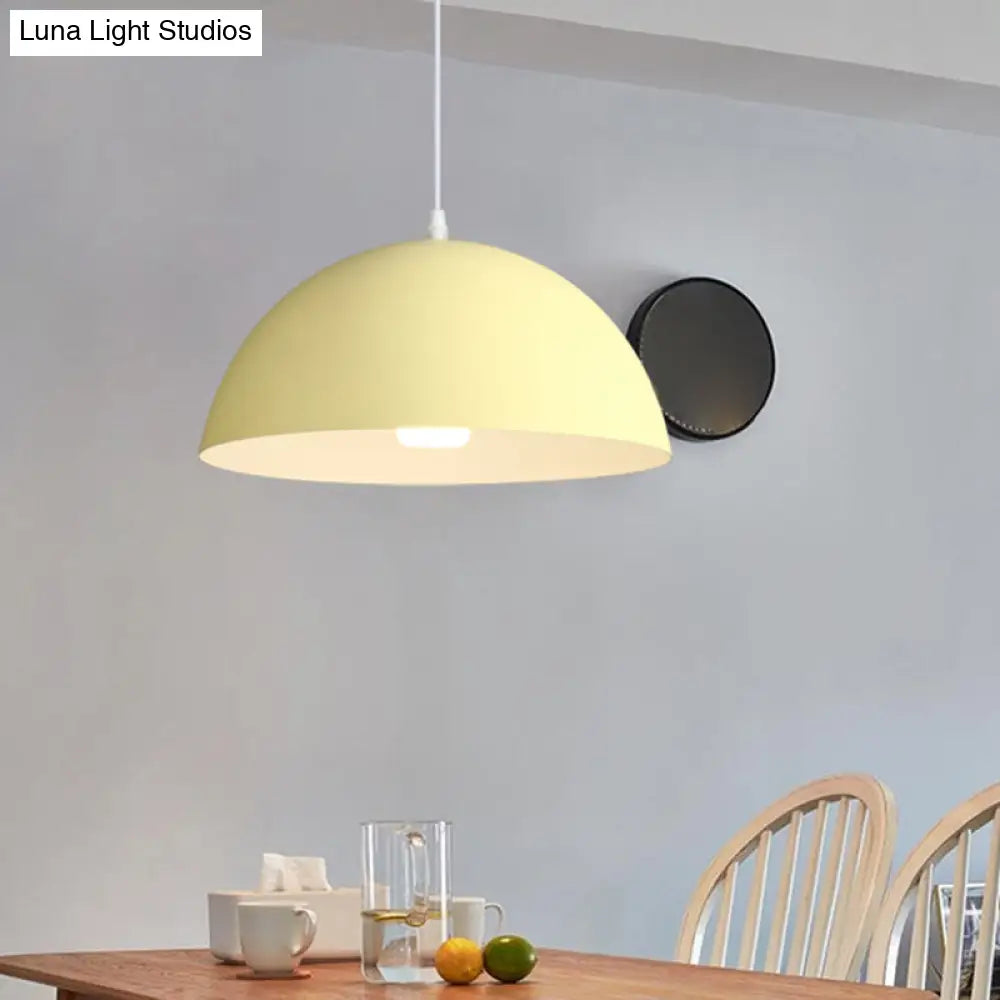 Nordic Minimalist Metal Hanging Light For Restaurant - Ribbed Dome Design