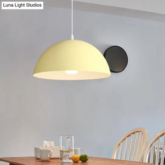 Nordic Minimalist Metal Hanging Light For Restaurant - Ribbed Dome Design