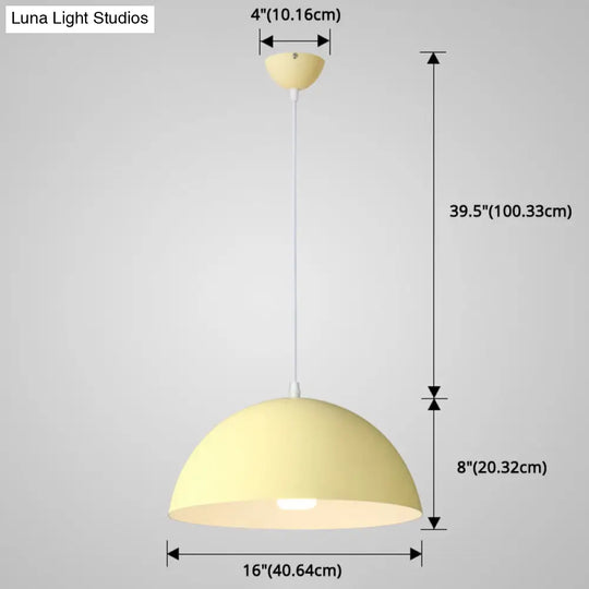 Nordic Minimalist Metal Hanging Light For Restaurant - Ribbed Dome Design