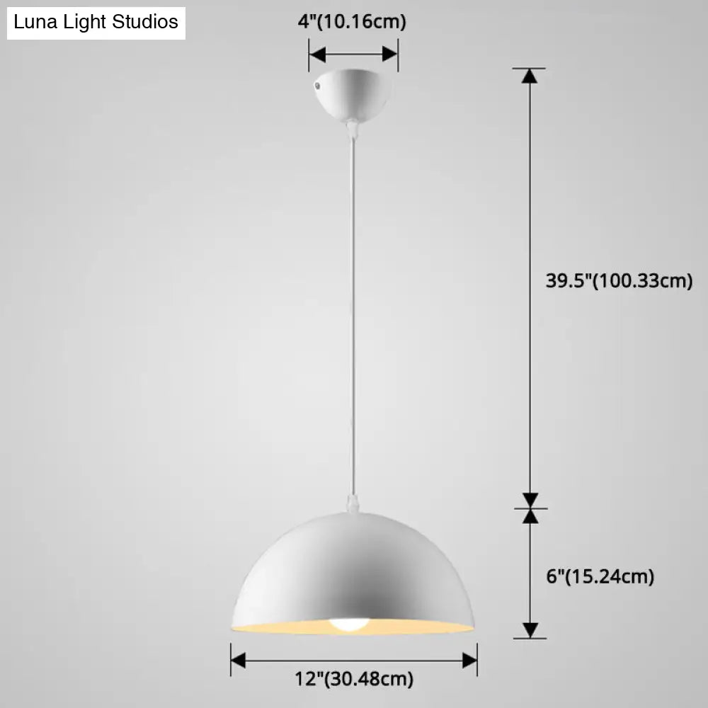 Nordic Minimalist Metal Hanging Light For Restaurant - Ribbed Dome Design