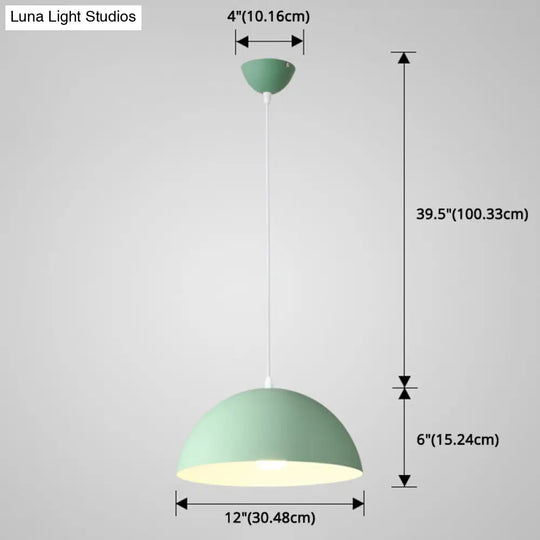 Nordic Minimalist Metal Hanging Light For Restaurant - Ribbed Dome Design