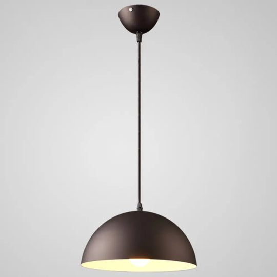 Ribbed Dome Metal Hanging Light - Nordic Minimalist Style Lamp For Restaurants Black / 12’