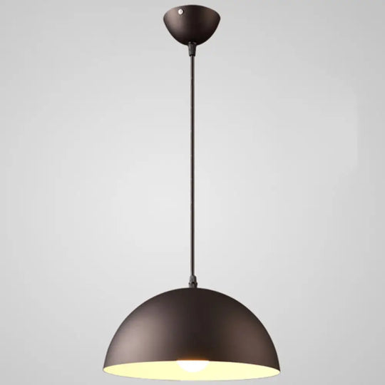 Ribbed Dome Metal Hanging Light - Nordic Minimalist Style Lamp For Restaurants Black / 14’