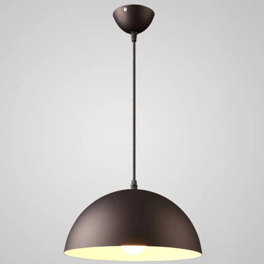 Ribbed Dome Metal Hanging Light - Nordic Minimalist Style Lamp For Restaurants Black / 16’