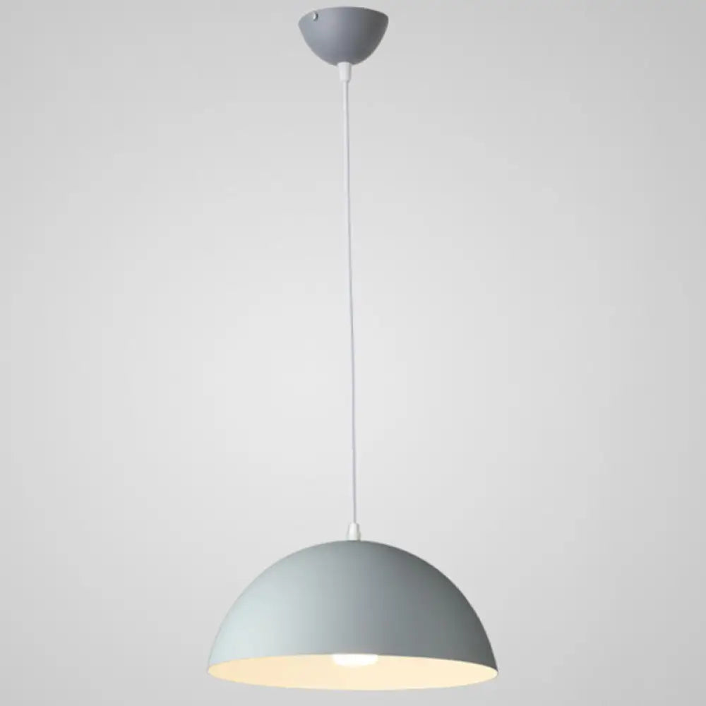 Ribbed Dome Metal Hanging Light - Nordic Minimalist Style Lamp For Restaurants Grey / 12’