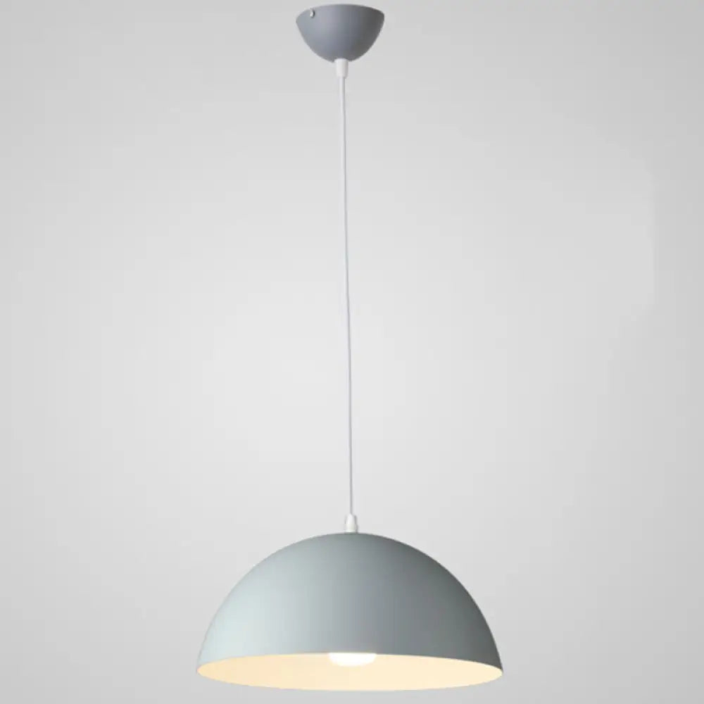 Ribbed Dome Metal Hanging Light - Nordic Minimalist Style Lamp For Restaurants Grey / 14’