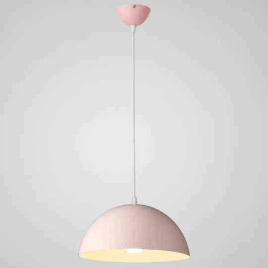 Ribbed Dome Metal Hanging Light - Nordic Minimalist Style Lamp For Restaurants Pink / 12’