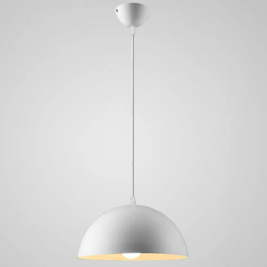 Ribbed Dome Metal Hanging Light - Nordic Minimalist Style Lamp For Restaurants White / 12’