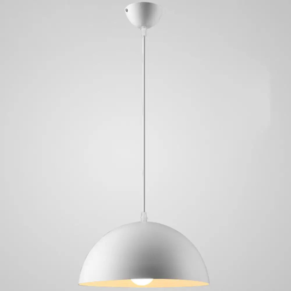 Ribbed Dome Metal Hanging Light - Nordic Minimalist Style Lamp For Restaurants White / 14’