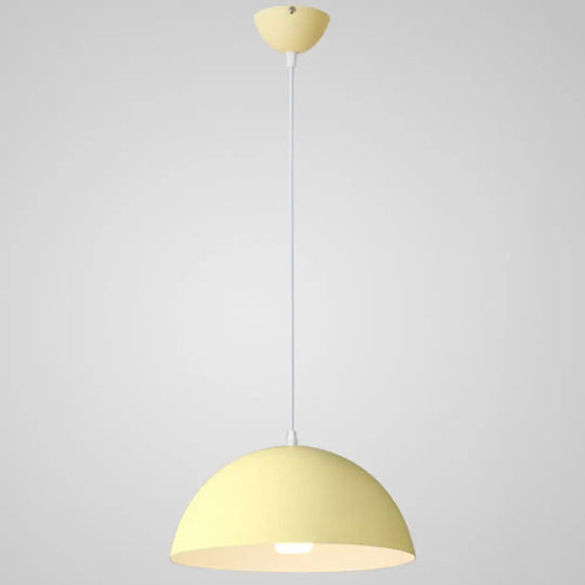 Ribbed Dome Metal Hanging Light - Nordic Minimalist Style Lamp For Restaurants Yellow / 12’