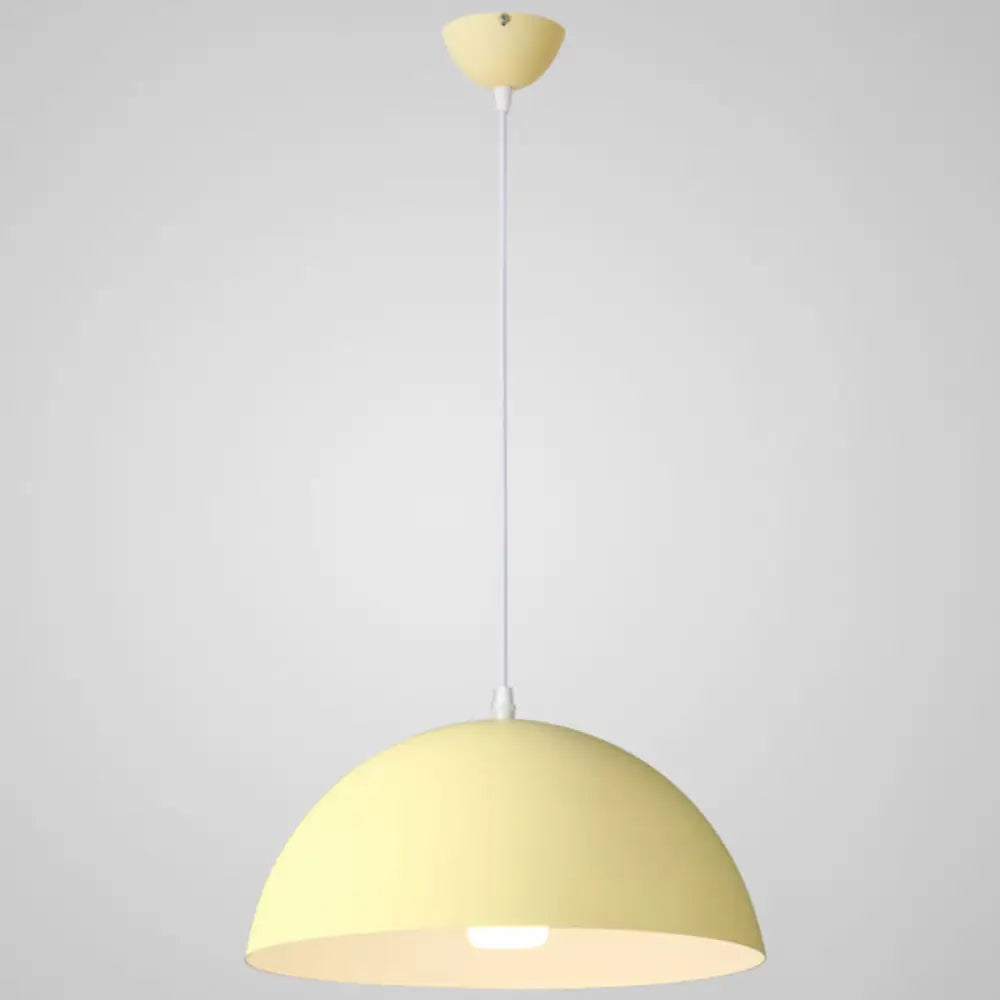 Ribbed Dome Metal Hanging Light - Nordic Minimalist Style Lamp For Restaurants Yellow / 16’