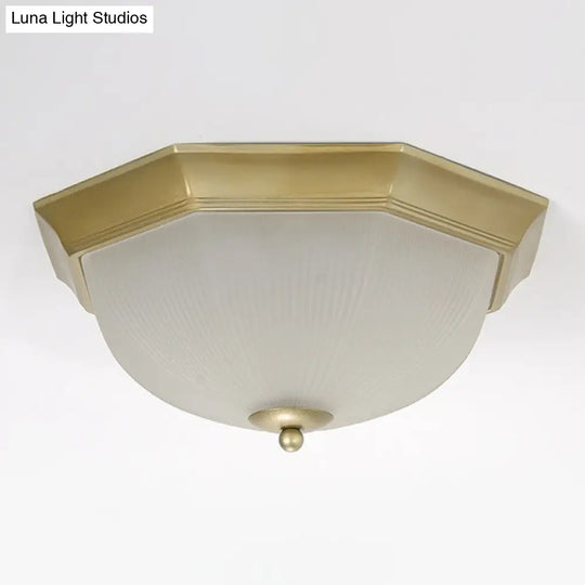 Ribbed Frosted Glass Flush Mount Ceiling Light - Retro Living Room Led Lighting