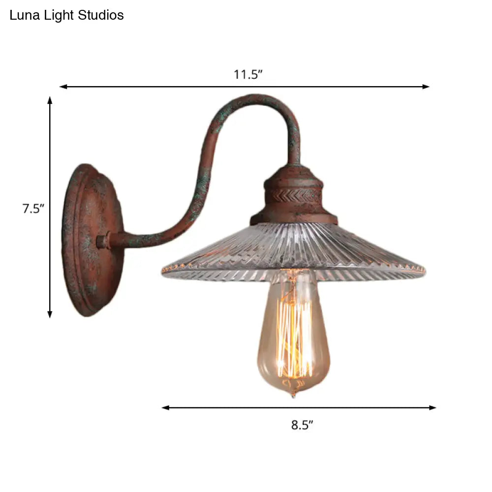 Ribbed Glass Sconce Light Fixture With Rustic Flair For Dining Room Wall