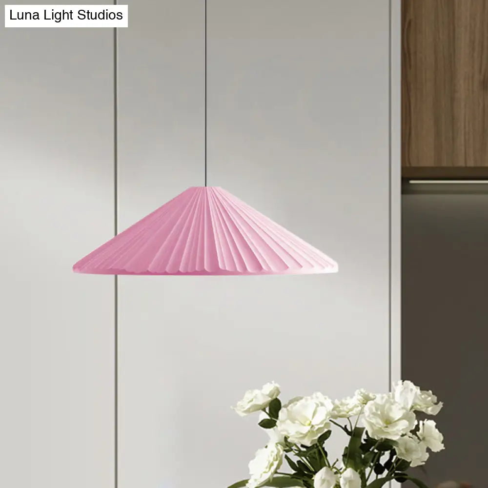 Ribbed Macaron Pendant Bedside Light In White/Pink/Blue Resin