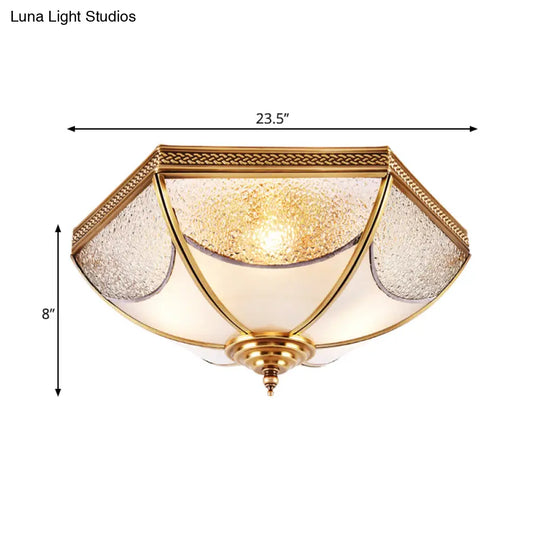 Ridged Flush Mount Traditional Glass Brass Chandelier - 14’/18’/23.5’ Wide 3/4/6 Bulbs