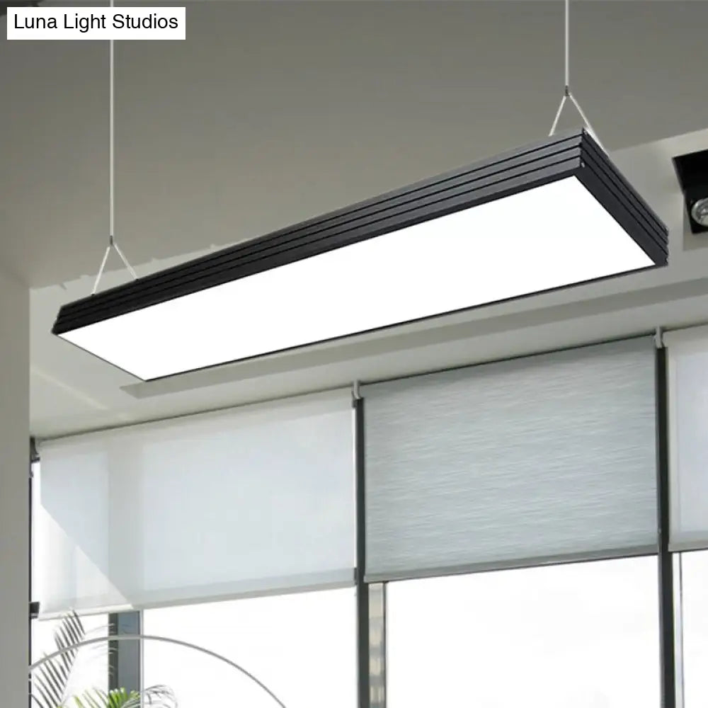 Sleek Led Office Pendant Lamp - Silver/Black Ridged Metal Shade Simplicity Ceiling Light Ideal For