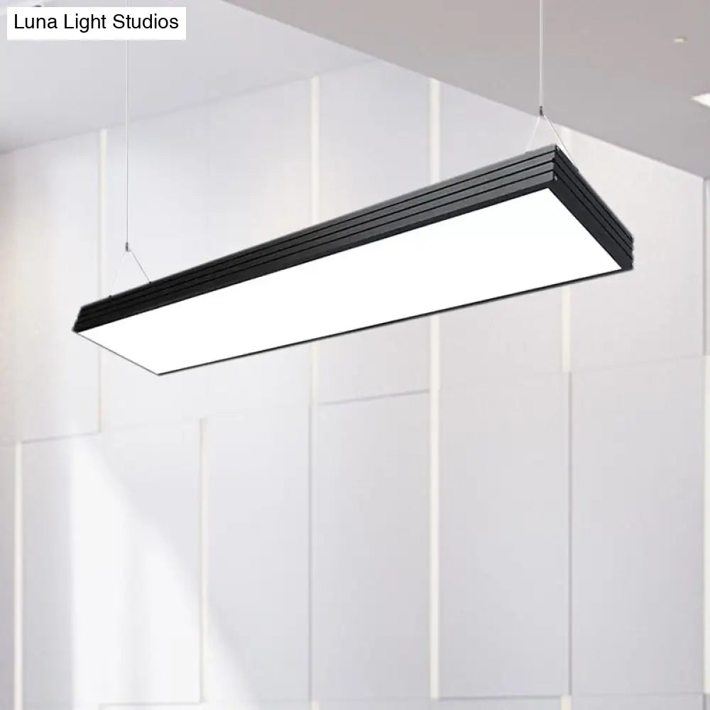 Sleek Led Office Pendant Lamp - Silver/Black Ridged Metal Shade Simplicity Ceiling Light Ideal For