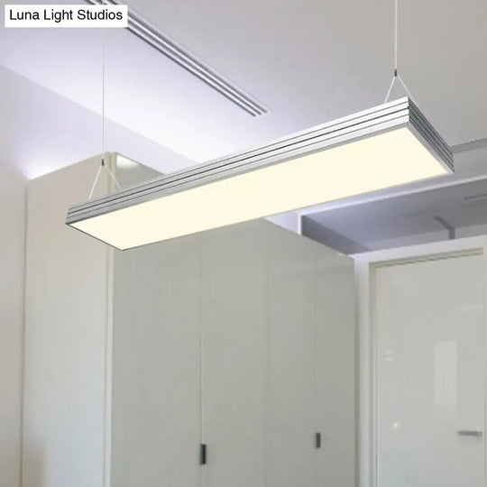 Sleek Led Office Pendant Lamp - Silver/Black Ridged Metal Shade Simplicity Ceiling Light Ideal For