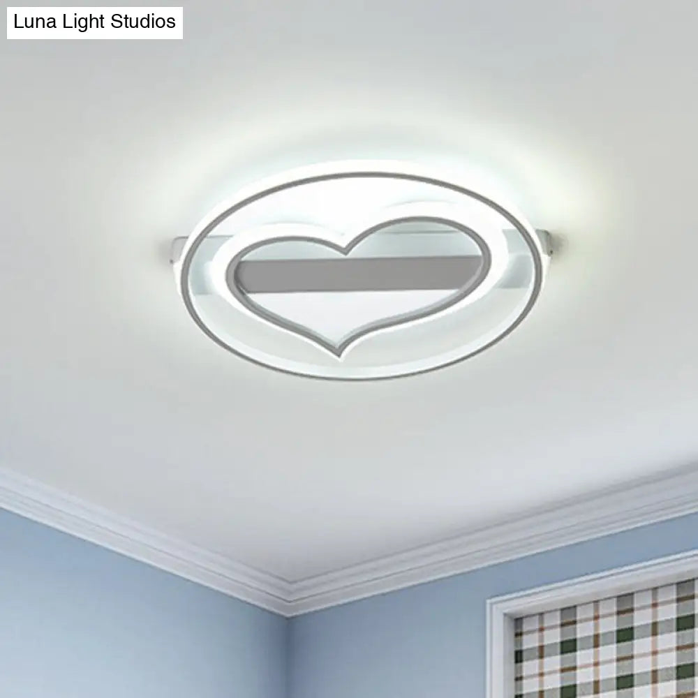 Ring Ceiling Lamp With Loving Heart Design And Acrylic Finish - Coffee/White Led Flushmount Lighting