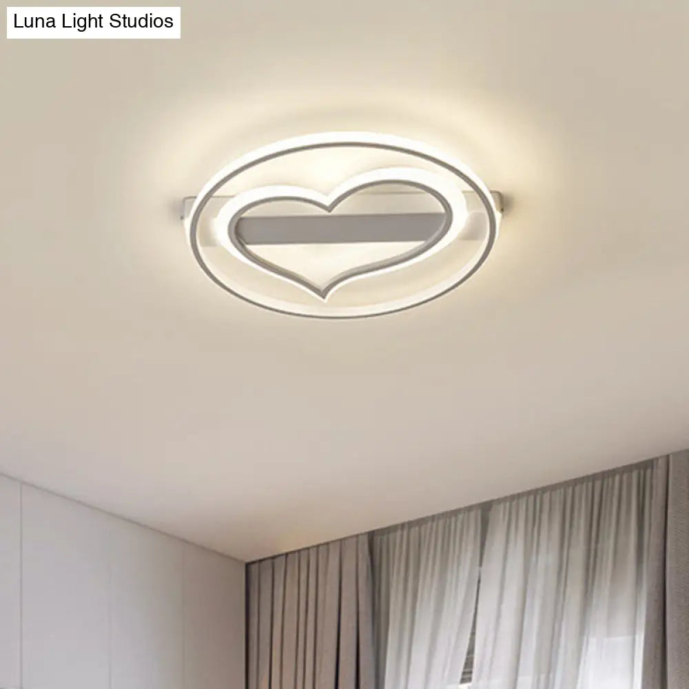 Ring Ceiling Lamp With Loving Heart Design And Acrylic Finish - Coffee/White Led Flushmount Lighting