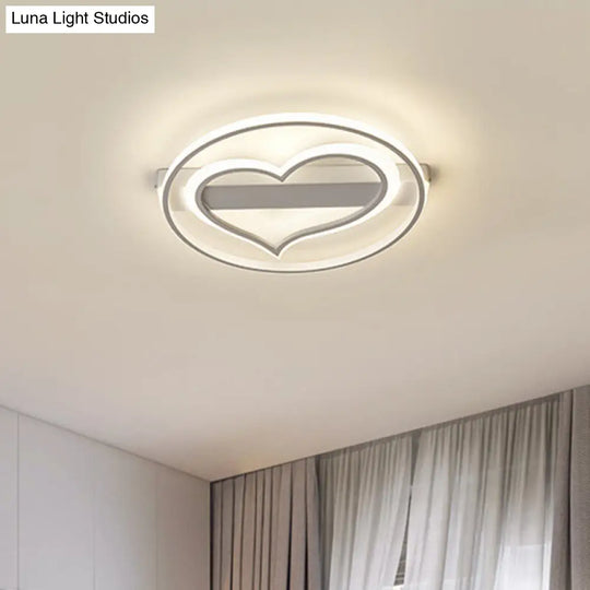 Ring Ceiling Lamp With Loving Heart Design And Acrylic Finish - Coffee/White Led Flushmount Lighting