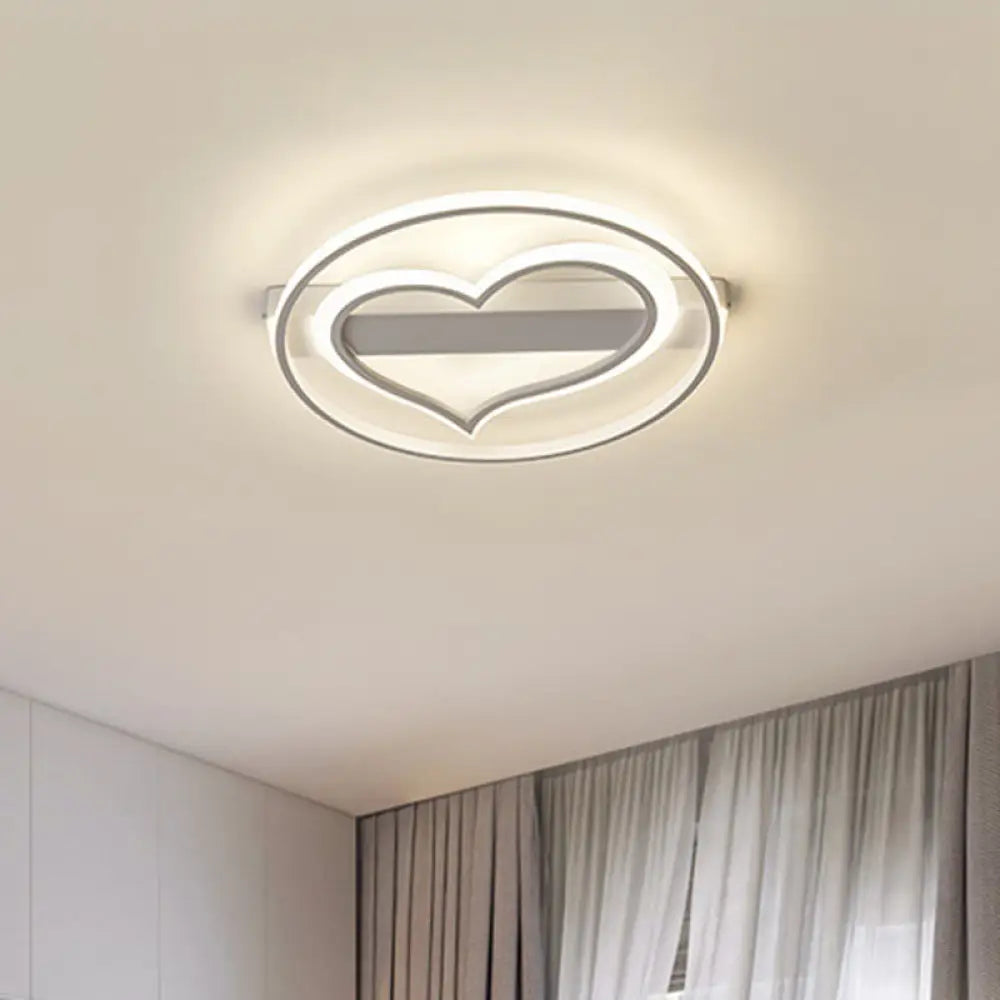 Ring Ceiling Lamp With Loving Heart Design And Acrylic Finish - Coffee/White Led Flushmount