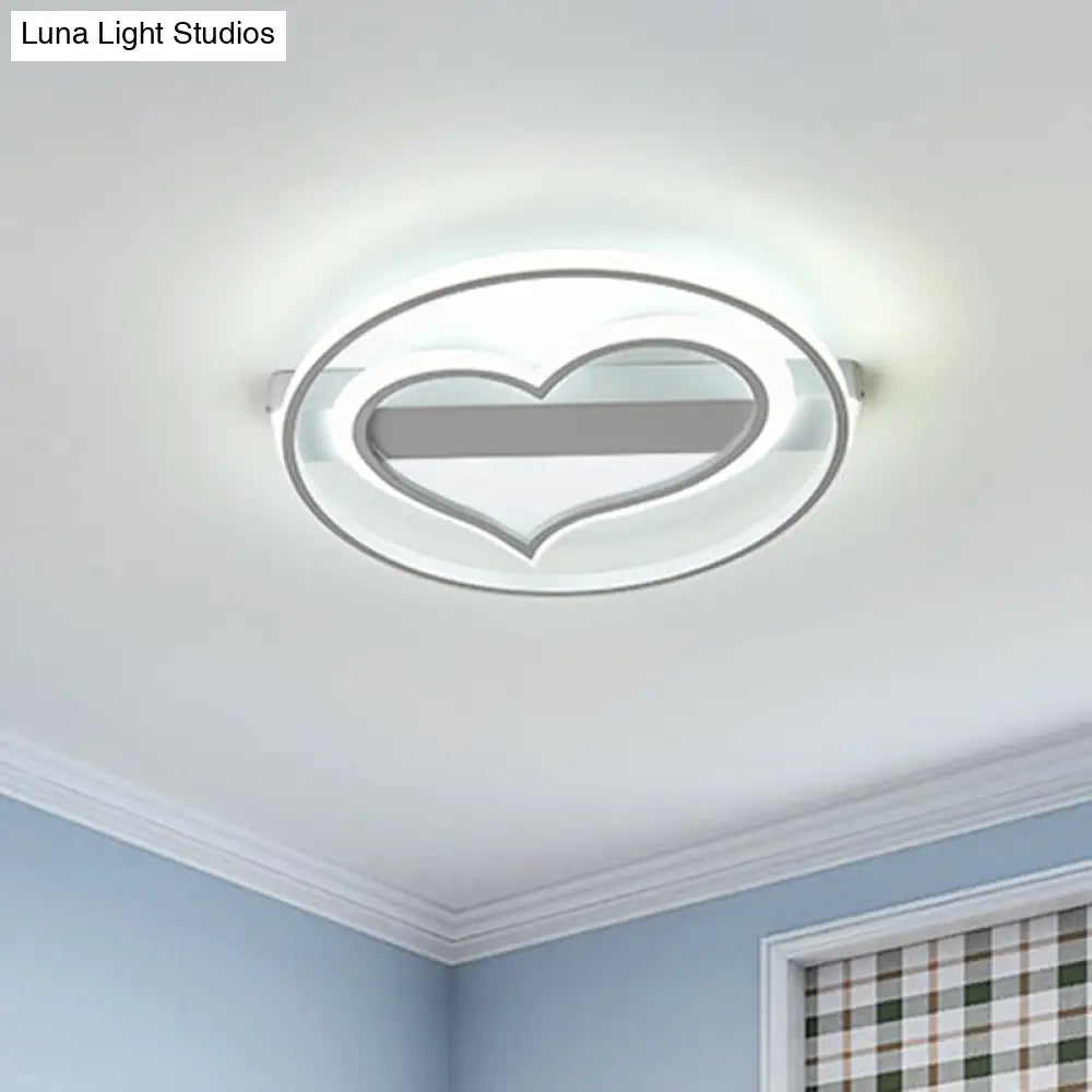 Ring Ceiling Lamp With Loving Heart Design And Acrylic Finish - Coffee/White Led Flushmount