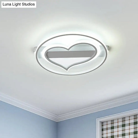 Ring Ceiling Lamp With Loving Heart Design And Acrylic Finish - Coffee/White Led Flushmount