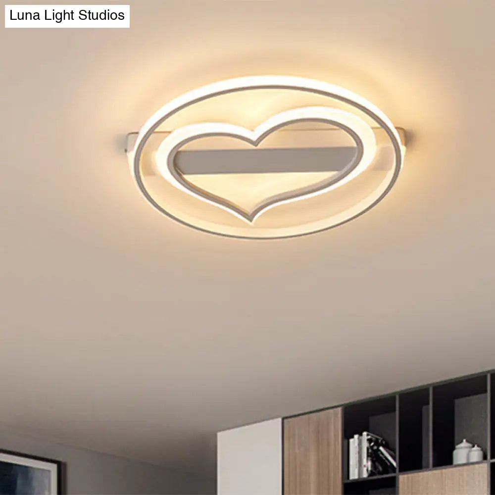 Ring Ceiling Lamp With Loving Heart Design And Acrylic Finish - Coffee/White Led Flushmount Lighting